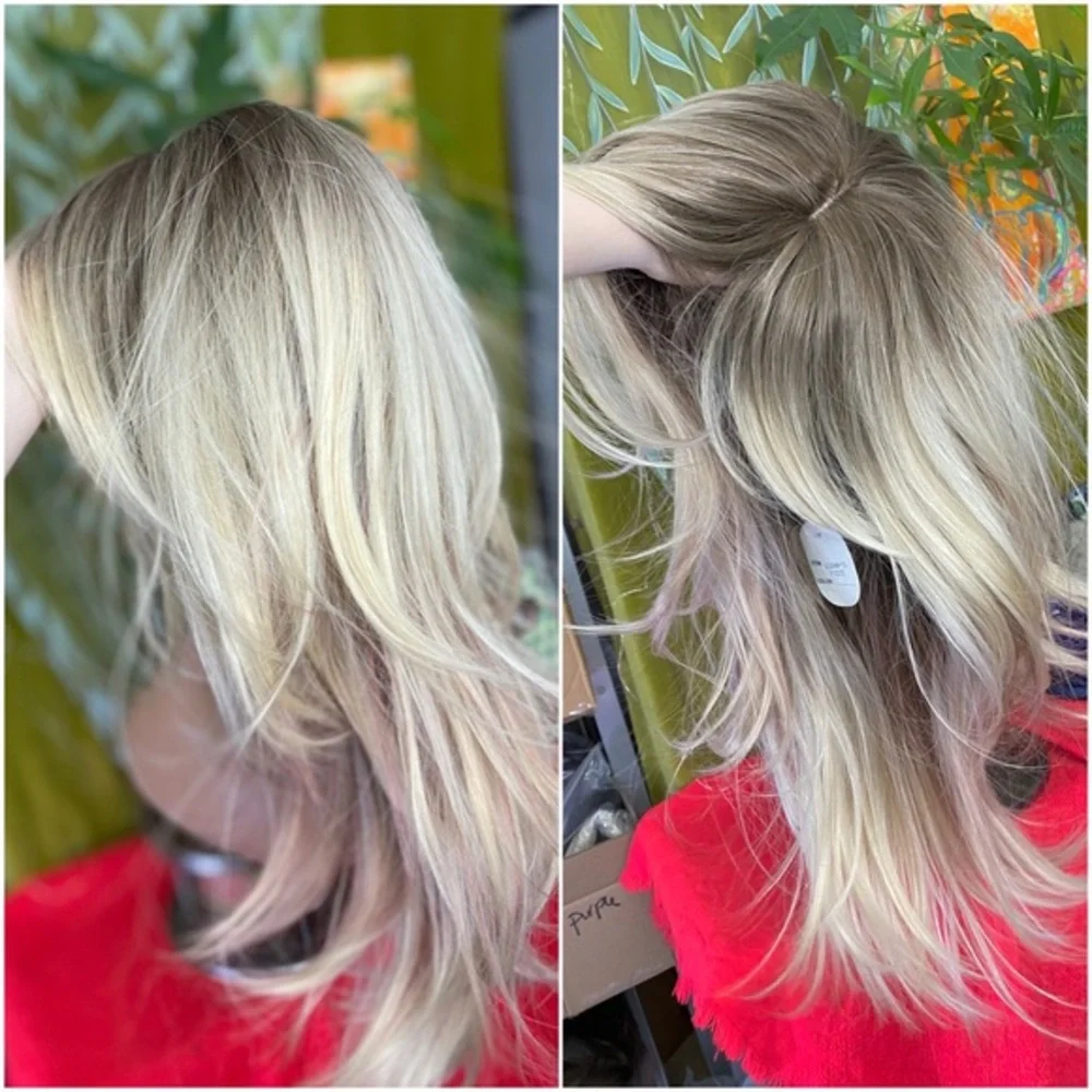 LAST ONE blonde with pink highlights layered wig